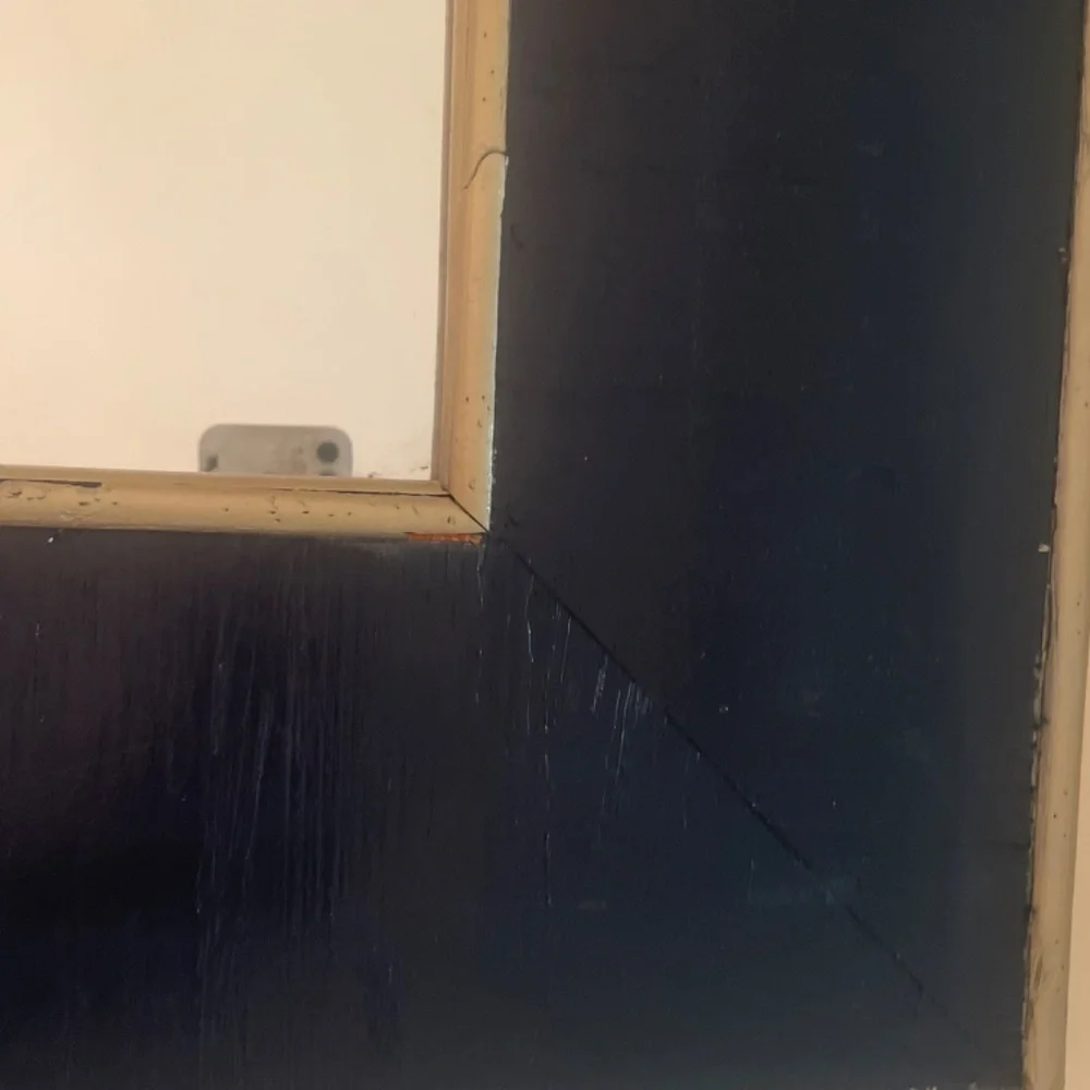 Large Navy Blue gold trim wooden mirror